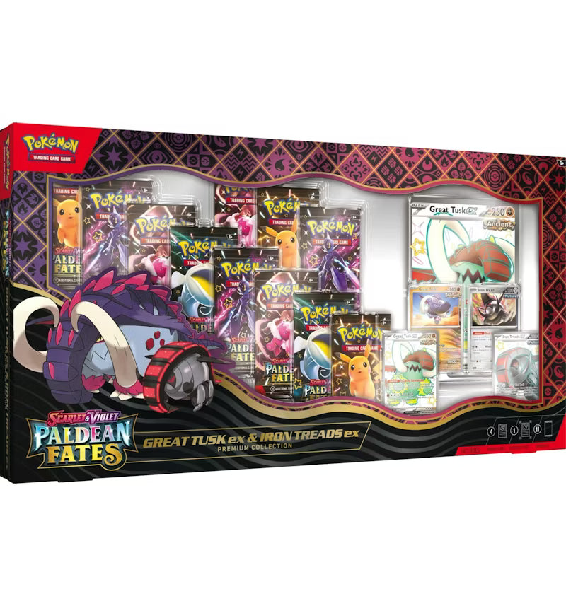 Pokemon - Paldean Fates Great Tusk ex & Iron Treads ex - Premium Collection Box (SKIP THE LINE)